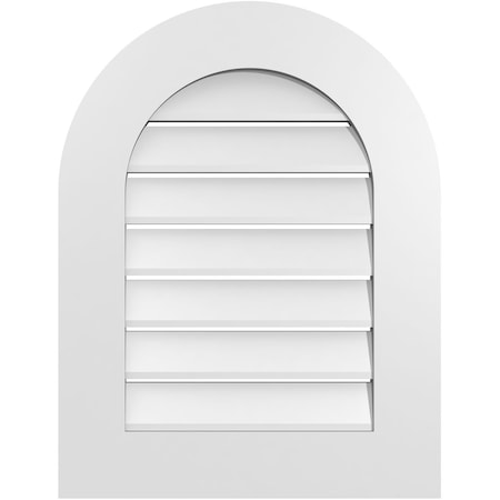 Ekena Millwork Round Top Surface Mount PVC Gable Vent: Functional, w/ 3-1/2"W x 1"P Standard Frame, 20"W x 26"H GVPRT20X2601SF